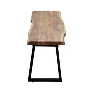 Παγκάκι Miles Slim pakoworld  μασίφ ξύλο ακακίας σε φυσική απόχρωση με μαύρα μεταλλικά πόδια 160x40x45εκ – 372-000014