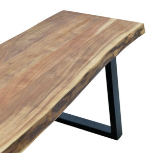 Παγκάκι Miles Slim pakoworld  μασίφ ξύλο ακακίας σε φυσική απόχρωση με μαύρα μεταλλικά πόδια 160x40x45εκ – 372-000014