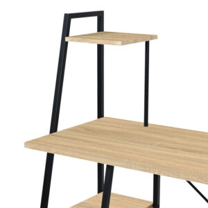 Γραφείο εργασίας Deckstor pakoworld με ραφιέρα σε oak απόχρωση με πόδι μαύρο μέταλλο 102x50x117εκ – 375-000005