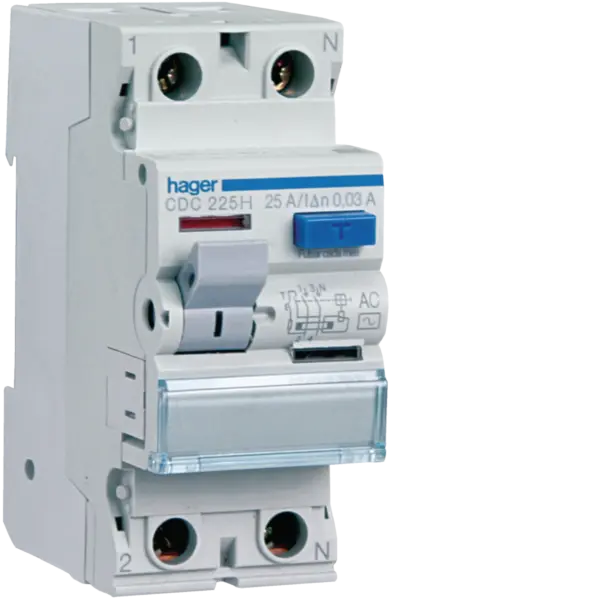 Ρελέ Διαφυγής AC 30mA 2P 25A Hager – CDC225H