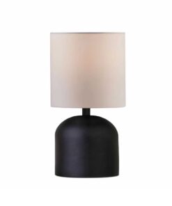 GloboStar® LOREN 204-0138 Μοντέρνο Eπιτραπέζιο Φωτιστικό Μονόφωτο 1 x E27 IP20 Μαύρο Μέταλλο με Μπεζ Ύφασμα – Μ15 x Π15 x Υ31cm