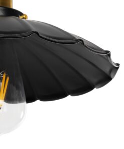 GLOBOSTAR® MARGI 999-0229 Vintage Κρεμαστό Φωτιστικό Οροφής με Ντουί 1 x E27 AC 220-240V IP20 – Μαύρο & Χρυσό – Μ26 x Π26 x Υ14cm