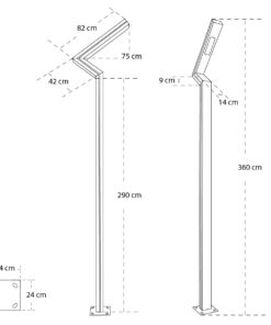 GLOBOSTAR® ZAPOPAN 90838 Φωτιστικό Urban Light Πλατείας/Πάρκου LED 30W 4080lm 120° AC 220-240V Αδιάβροχο IP65 IK09 Φυσικό Λευκό 5000K – LUMILEDs SMD Chip & MEANWELL Driver – Γκρι Ανθρακί – Μ75 x Π14 x Υ360cm – 5 Χρόνια Εγγύηση