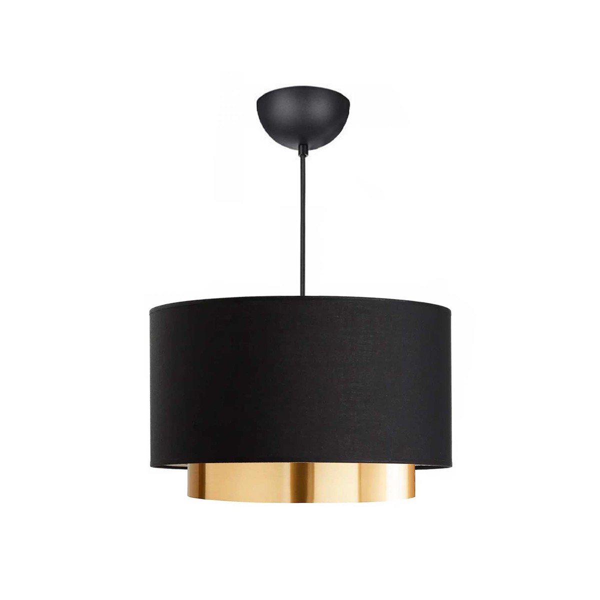 GLOBOSTAR® BASIL 204-0174 Μοντέρνο Κρεμαστό Φωτιστικό Οροφής με Ντουί 1 x E27 AC 220-240V IP20 – Μαύρο & Χρυσό – Μ30 x Π30 x Υ20cm