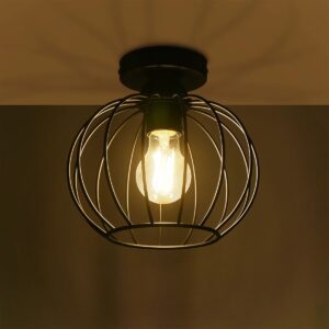 GLOBOSTAR® BITUIN 201-0116 Μοντέρνο Φωτιστικό Οροφής με Ντουί 1 x E27 AC 220-240V IP20 – Μαύρο – Μ21 x Π21 x Υ18cm