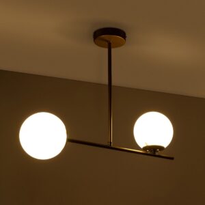 GLOBOSTAR® GLOBUS 201-0119 Μοντέρνο Φωτιστικό Οροφής με Ντουί 2 x E27 AC 220-240V IP20 – Χρυσό & Λευκό – Μ65 x Π15 x Υ623cm