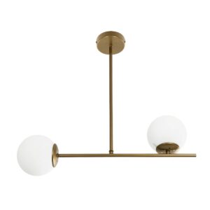 GLOBOSTAR® GLOBUS 201-0119 Μοντέρνο Φωτιστικό Οροφής με Ντουί 2 x E27 AC 220-240V IP20 – Χρυσό & Λευκό – Μ65 x Π15 x Υ623cm