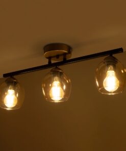 GLOBOSTAR® RADIUS 201-0122 Vintage Φωτιστικό Οροφής με Ντουί 3 x E27 AC 220-240V IP20 – Χρυσό, Μαύρο & Μελί- Μ60 x Π13 x Υ16cm