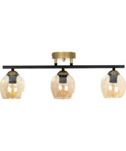 GLOBOSTAR® RADIUS 201-0122 Vintage Φωτιστικό Οροφής με Ντουί 3 x E27 AC 220-240V IP20 – Χρυσό, Μαύρο & Μελί- Μ60 x Π13 x Υ16cm