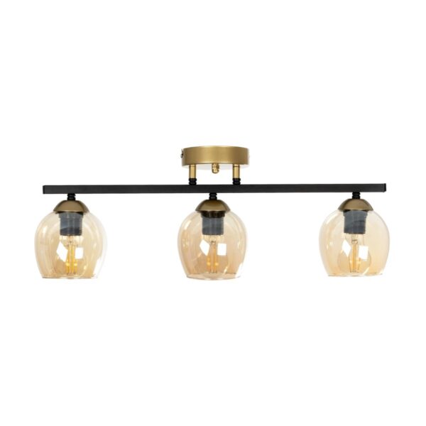 GLOBOSTAR® RADIUS 201-0122 Vintage Φωτιστικό Οροφής με Ντουί 3 x E27 AC 220-240V IP20 – Χρυσό, Μαύρο & Μελί- Μ60 x Π13 x Υ16cm