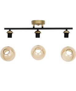 GLOBOSTAR® RADIUS 201-0122 Vintage Φωτιστικό Οροφής με Ντουί 3 x E27 AC 220-240V IP20 – Χρυσό, Μαύρο & Μελί- Μ60 x Π13 x Υ16cm