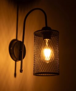 GLOBOSTAR® HANDANG 201-0123 Vintage Φωτιστικό Τοίχου – Απλίκα με Ντουί 1 x E27 AC 220-240V IP20 – Μαύρο – Μ12 x Π24 x Υ34cm