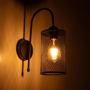 GLOBOSTAR® HANDANG 201-0123 Vintage Φωτιστικό Τοίχου – Απλίκα με Ντουί 1 x E27 AC 220-240V IP20 – Μαύρο – Μ12 x Π24 x Υ34cm