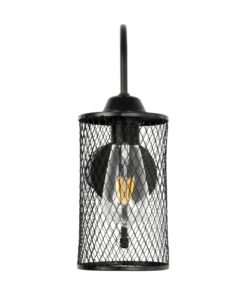 GLOBOSTAR® HANDANG 201-0123 Vintage Φωτιστικό Τοίχου – Απλίκα με Ντουί 1 x E27 AC 220-240V IP20 – Μαύρο – Μ12 x Π24 x Υ34cm