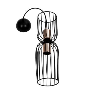 GLOBOSTAR® LAVERA 201-0124 Vintage Κρεμαστό Φωτιστικό Οροφής με Ντουί 1 x E27 AC 220-240V IP20 – Μπρονζέ & Μαύρο – Μ14 x Π14 x Υ44cm