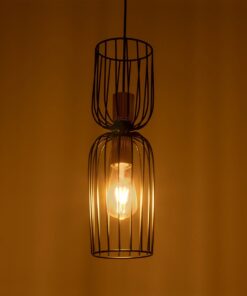 GLOBOSTAR® LAVERA 201-0124 Vintage Κρεμαστό Φωτιστικό Οροφής με Ντουί 1 x E27 AC 220-240V IP20 – Μπρονζέ & Μαύρο – Μ14 x Π14 x Υ44cm