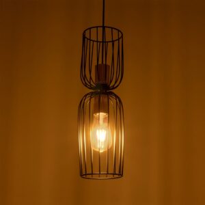 GLOBOSTAR® LAVERA 201-0124 Vintage Κρεμαστό Φωτιστικό Οροφής με Ντουί 1 x E27 AC 220-240V IP20 – Μπρονζέ & Μαύρο – Μ14 x Π14 x Υ44cm
