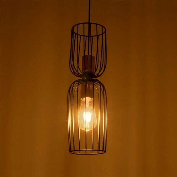 GLOBOSTAR® LAVERA 201-0124 Vintage Κρεμαστό Φωτιστικό Οροφής με Ντουί 1 x E27 AC 220-240V IP20 – Μπρονζέ & Μαύρο – Μ14 x Π14 x Υ44cm