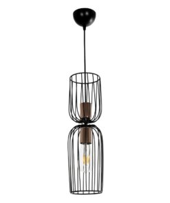 GLOBOSTAR® LAVERA 201-0124 Vintage Κρεμαστό Φωτιστικό Οροφής με Ντουί 1 x E27 AC 220-240V IP20 – Μπρονζέ & Μαύρο – Μ14 x Π14 x Υ44cm