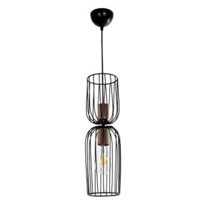 GLOBOSTAR® LAVERA 201-0124 Vintage Κρεμαστό Φωτιστικό Οροφής με Ντουί 1 x E27 AC 220-240V IP20 – Μπρονζέ & Μαύρο – Μ14 x Π14 x Υ44cm