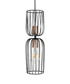 GLOBOSTAR® LAVERA 201-0124 Vintage Κρεμαστό Φωτιστικό Οροφής με Ντουί 1 x E27 AC 220-240V IP20 – Μπρονζέ & Μαύρο – Μ14 x Π14 x Υ44cm