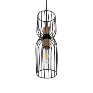 GLOBOSTAR® LAVERA 201-0124 Vintage Κρεμαστό Φωτιστικό Οροφής με Ντουί 1 x E27 AC 220-240V IP20 – Μπρονζέ & Μαύρο – Μ14 x Π14 x Υ44cm