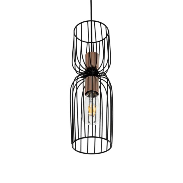 GLOBOSTAR® LAVERA 201-0124 Vintage Κρεμαστό Φωτιστικό Οροφής με Ντουί 1 x E27 AC 220-240V IP20 – Μπρονζέ & Μαύρο – Μ14 x Π14 x Υ44cm