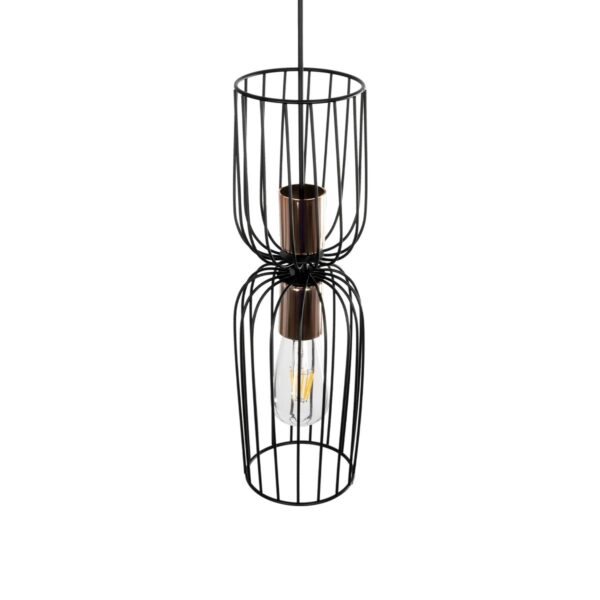 GLOBOSTAR® LAVERA 201-0124 Vintage Κρεμαστό Φωτιστικό Οροφής με Ντουί 1 x E27 AC 220-240V IP20 – Μπρονζέ & Μαύρο – Μ14 x Π14 x Υ44cm