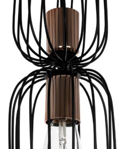 GLOBOSTAR® LAVERA 201-0124 Vintage Κρεμαστό Φωτιστικό Οροφής με Ντουί 1 x E27 AC 220-240V IP20 – Μπρονζέ & Μαύρο – Μ14 x Π14 x Υ44cm