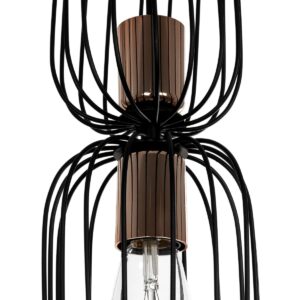 GLOBOSTAR® LAVERA 201-0124 Vintage Κρεμαστό Φωτιστικό Οροφής με Ντουί 1 x E27 AC 220-240V IP20 – Μπρονζέ & Μαύρο – Μ14 x Π14 x Υ44cm