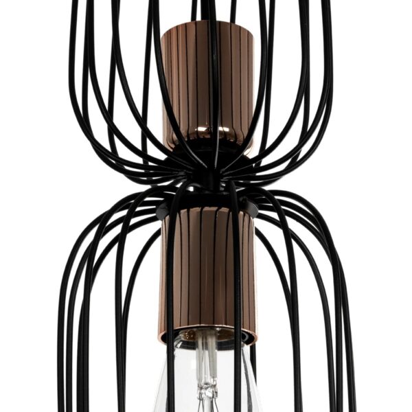 GLOBOSTAR® LAVERA 201-0124 Vintage Κρεμαστό Φωτιστικό Οροφής με Ντουί 1 x E27 AC 220-240V IP20 – Μπρονζέ & Μαύρο – Μ14 x Π14 x Υ44cm