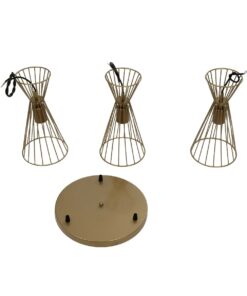 GLOBOSTAR® FLIXIO 201-0126 Vintage Κρεμαστό Φωτιστικό Οροφής με Ντουί 3 x E27 AC 220-240V IP20 – Χρυσό – Μ40 x Π40 x Υ70cm