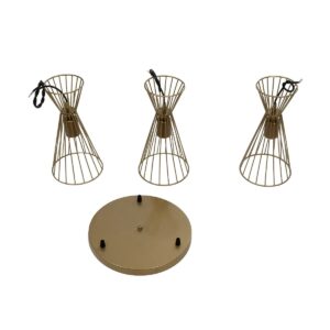 GLOBOSTAR® FLIXIO 201-0126 Vintage Κρεμαστό Φωτιστικό Οροφής με Ντουί 3 x E27 AC 220-240V IP20 – Χρυσό – Μ40 x Π40 x Υ70cm