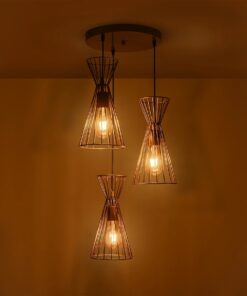 GLOBOSTAR® FLIXIO 201-0126 Vintage Κρεμαστό Φωτιστικό Οροφής με Ντουί 3 x E27 AC 220-240V IP20 – Χρυσό – Μ40 x Π40 x Υ70cm