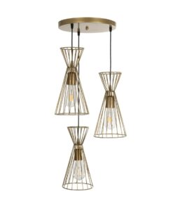 GLOBOSTAR® FLIXIO 201-0126 Vintage Κρεμαστό Φωτιστικό Οροφής με Ντουί 3 x E27 AC 220-240V IP20 – Χρυσό – Μ40 x Π40 x Υ70cm