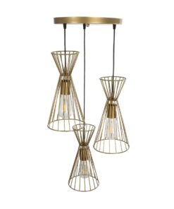 GLOBOSTAR® FLIXIO 201-0126 Vintage Κρεμαστό Φωτιστικό Οροφής με Ντουί 3 x E27 AC 220-240V IP20 – Χρυσό – Μ40 x Π40 x Υ70cm