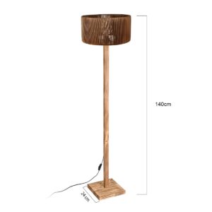 GloboStar® HOLZ 203-0252 Μοντέρνο Επιδαπέδιο Φωτιστικό Μονόφωτο 1 x E27 IP20 Μπέζ Ξύλο – Μ30 x Π30 x Y140cm