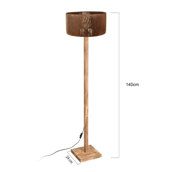 GloboStar® HOLZ 203-0252 Μοντέρνο Επιδαπέδιο Φωτιστικό Μονόφωτο 1 x E27 IP20 Μπέζ Ξύλο – Μ30 x Π30 x Y140cm