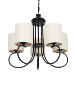 GLOBOSTAR® TRITON 203-0253 Vintage Κρεμαστό Φωτιστικό Οροφής με Ντουί 5 x E27 AC 220-240V IP20 – Μαύρο & Μπεζ – Μ50 x Π50 x Υ48cm