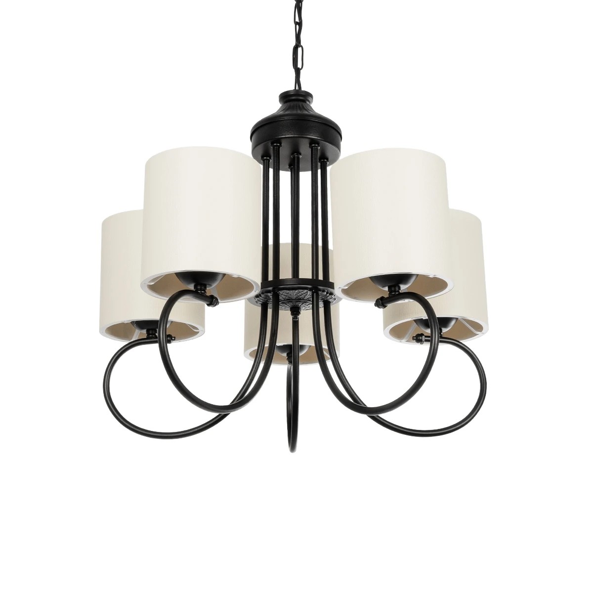 GLOBOSTAR® TRITON 203-0253 Vintage Κρεμαστό Φωτιστικό Οροφής με Ντουί 5 x E27 AC 220-240V IP20 – Μαύρο & Μπεζ – Μ50 x Π50 x Υ48cm