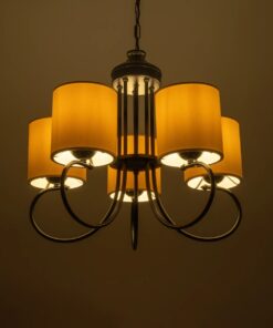 GLOBOSTAR® TRITON 203-0253 Vintage Κρεμαστό Φωτιστικό Οροφής με Ντουί 5 x E27 AC 220-240V IP20 – Μαύρο & Μπεζ – Μ50 x Π50 x Υ48cm