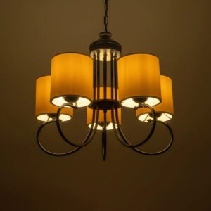 GLOBOSTAR® TRITON 203-0253 Vintage Κρεμαστό Φωτιστικό Οροφής με Ντουί 5 x E27 AC 220-240V IP20 – Μαύρο & Μπεζ – Μ50 x Π50 x Υ48cm