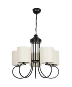 GLOBOSTAR® TRITON 203-0253 Vintage Κρεμαστό Φωτιστικό Οροφής με Ντουί 5 x E27 AC 220-240V IP20 – Μαύρο & Μπεζ – Μ50 x Π50 x Υ48cm