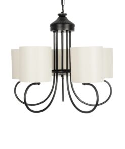 GLOBOSTAR® TRITON 203-0253 Vintage Κρεμαστό Φωτιστικό Οροφής με Ντουί 5 x E27 AC 220-240V IP20 – Μαύρο & Μπεζ – Μ50 x Π50 x Υ48cm