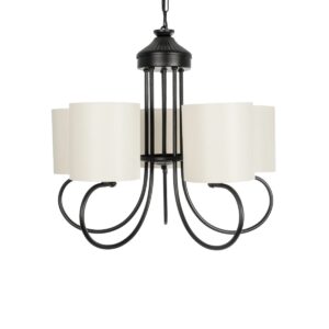 GLOBOSTAR® TRITON 203-0253 Vintage Κρεμαστό Φωτιστικό Οροφής με Ντουί 5 x E27 AC 220-240V IP20 – Μαύρο & Μπεζ – Μ50 x Π50 x Υ48cm