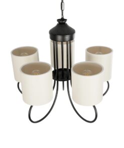 GLOBOSTAR® TRITON 203-0253 Vintage Κρεμαστό Φωτιστικό Οροφής με Ντουί 5 x E27 AC 220-240V IP20 – Μαύρο & Μπεζ – Μ50 x Π50 x Υ48cm