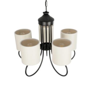 GLOBOSTAR® TRITON 203-0253 Vintage Κρεμαστό Φωτιστικό Οροφής με Ντουί 5 x E27 AC 220-240V IP20 – Μαύρο & Μπεζ – Μ50 x Π50 x Υ48cm