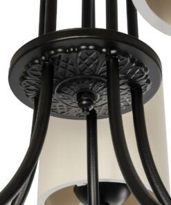 GLOBOSTAR® TRITON 203-0253 Vintage Κρεμαστό Φωτιστικό Οροφής με Ντουί 5 x E27 AC 220-240V IP20 – Μαύρο & Μπεζ – Μ50 x Π50 x Υ48cm