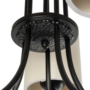 GLOBOSTAR® TRITON 203-0253 Vintage Κρεμαστό Φωτιστικό Οροφής με Ντουί 5 x E27 AC 220-240V IP20 – Μαύρο & Μπεζ – Μ50 x Π50 x Υ48cm