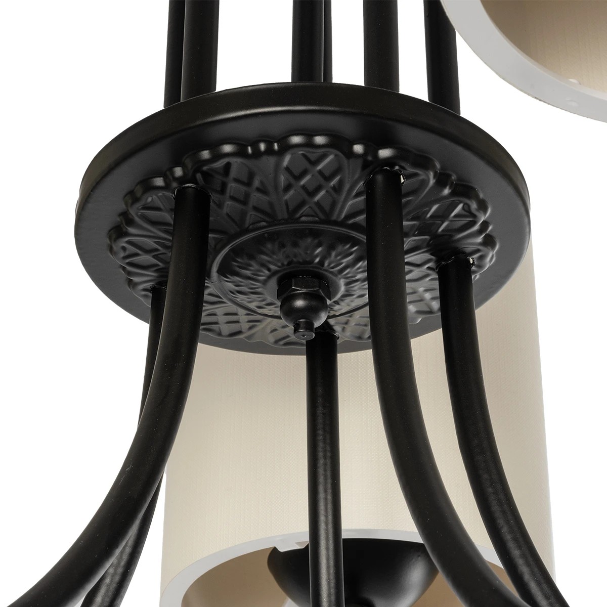 GLOBOSTAR® TRITON 203-0253 Vintage Κρεμαστό Φωτιστικό Οροφής με Ντουί 5 x E27 AC 220-240V IP20 – Μαύρο & Μπεζ – Μ50 x Π50 x Υ48cm